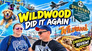 WILDWOOD DOGS ON WATER SLIDES! 🐶 Duffers, F 22 Beach Flyby & Boardwalk Cheesesteak Review!