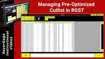 Managing Pre-Optimized Cutlists in RazorGage RGST