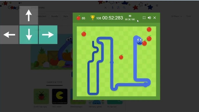 Google Snake - Speedrun 43s 320ms (Small Field, 5 Apples, Classic