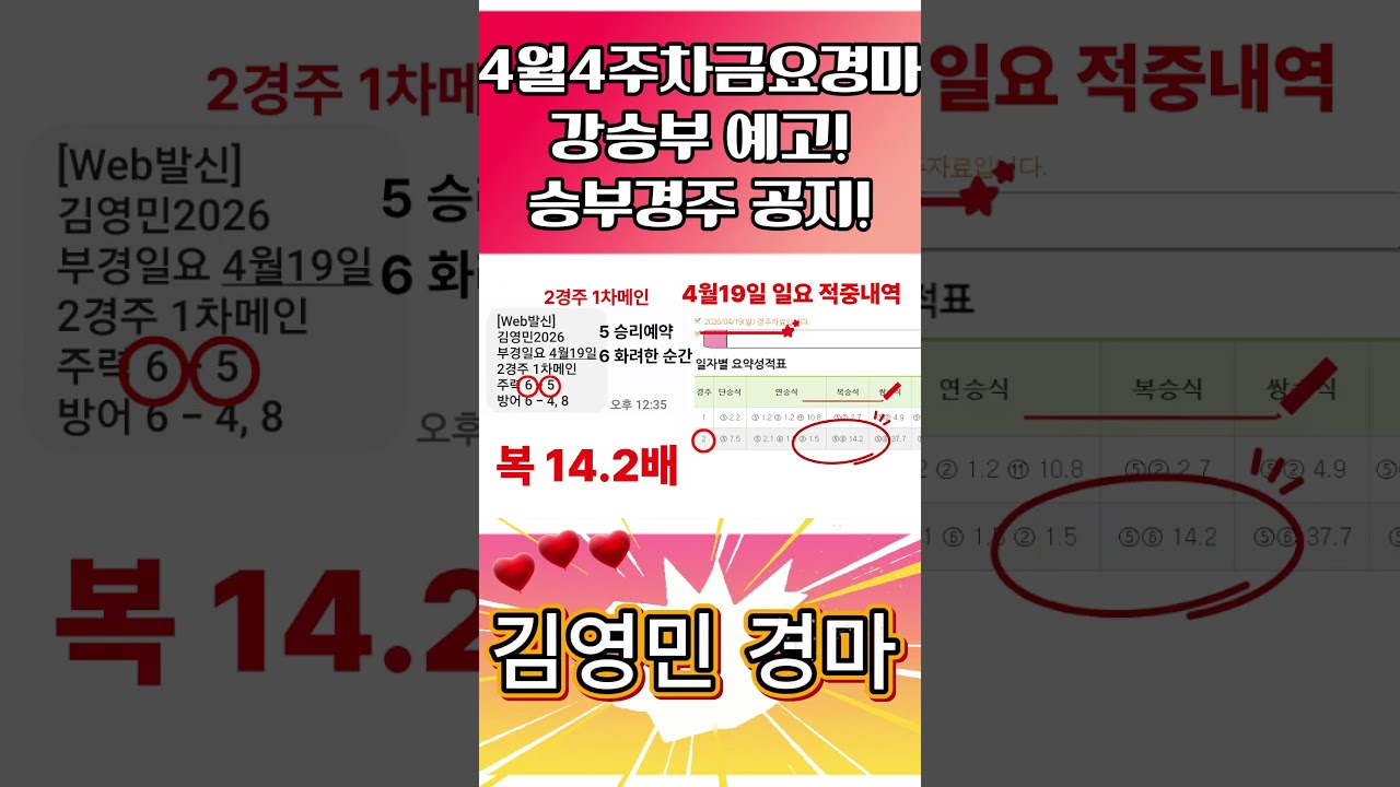 김영민경마 4월4주차 부경 금요승부