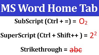 Subscript Superscript  Format Painter Clear formatting in Ms word 2010