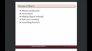 Intro to MATLAB - Week 6 - Overview
