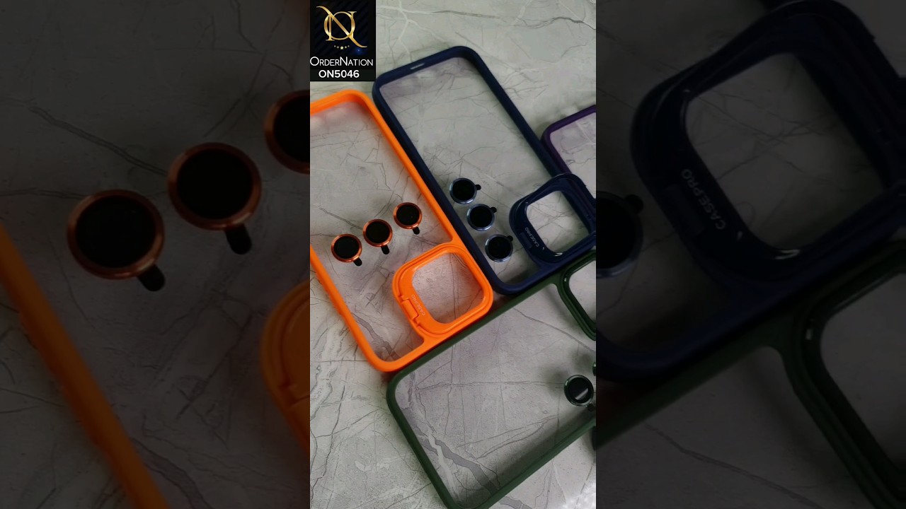 iPhone 15 Cover - Orange - Trendy Case Pro Classic Camera Stand Soft Case With Camera Ring Protectors