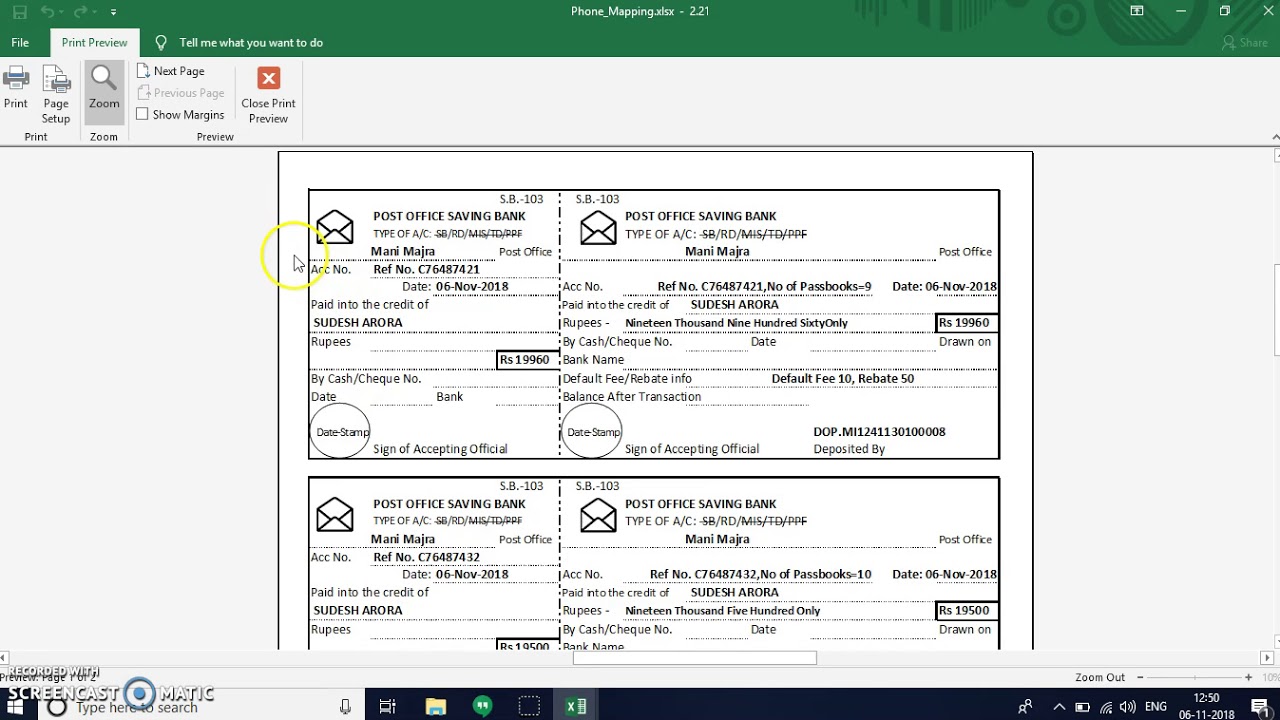 Paying slip & (DOP and NON DOP Cheque Schedule preparation)