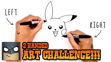 How to Draw Pikachu with both hands | ART CHALLENGE