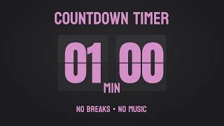 1Min Countdown Timer ✨ Flip Clock ⏰ No Breaks & No Music