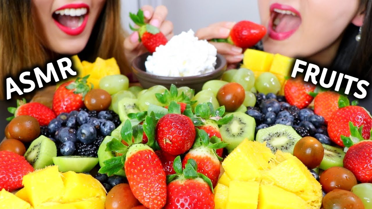 Asmr Fruit Platter And Whipped Cream 과일 리얼사운드 먹방 フルーツ Buah फल Trái Cây Kimandliz Asmr Youtube