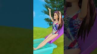 BARBIE DREAM CAMPER with POOL and SLIDE 🌲 Barbie Caravana Camping 🌲 Cat Juguetes 😻 #barbie