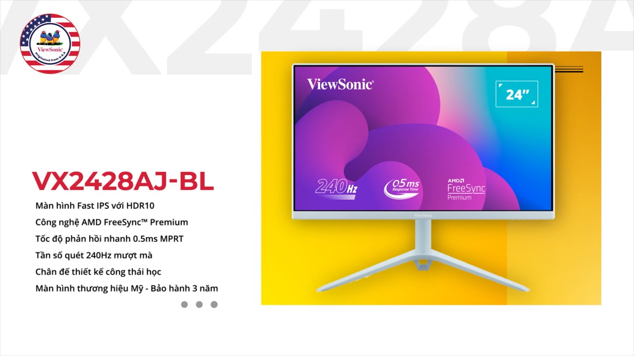 Màn hình Gaming ViewSonic VX2428AJ-BL 24 inch 240Hz FHD 0.5ms Fast IPS HDR10
