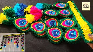 Download lagu Woolen Toran and Patti with Peacock Feather made from leftover wool, Crochet Woolen Peacock Feath...