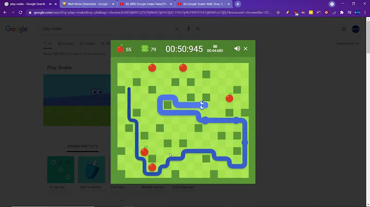 Google Snake Wall//5 Apples 50 apple run in 44.685s