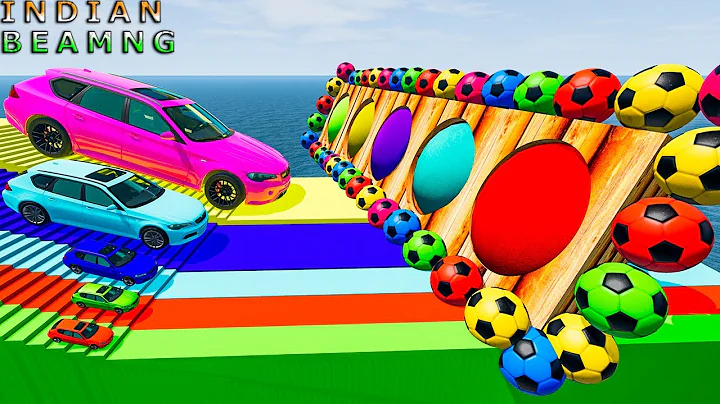 Big & Small Car vs Stair Colors with Portal Trap - Cars vs Train vs Large cannon - BeamNG.Drive