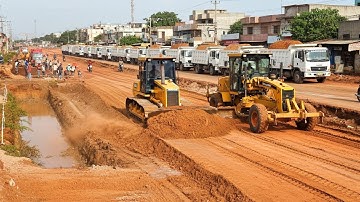 SDLG Motor Grader Levels Red Soil Road | Amazing Road Construction Work
