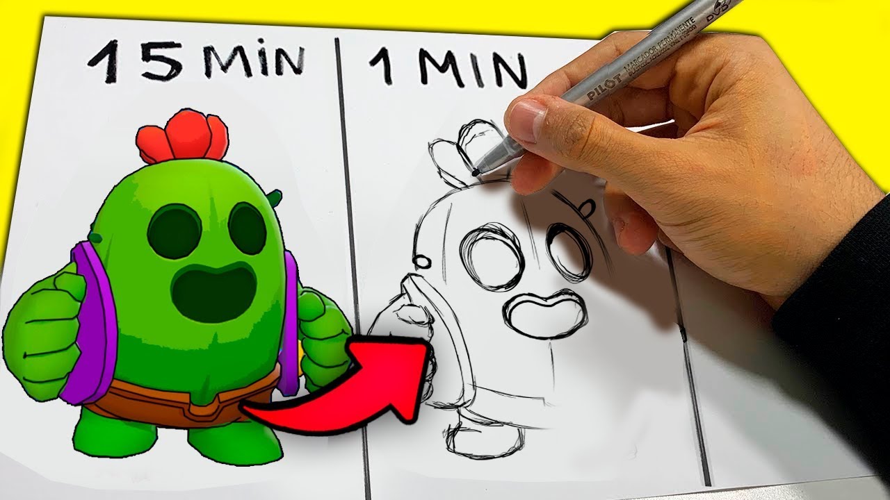 Desenhando o SPIKE em 15 MIN, 5 MIN, 1 MIN!! BRAWL STARS