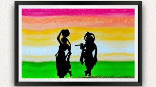 oil painting krishna radha drawing pastel beginners pastels easy paintings janmashtami drawings step