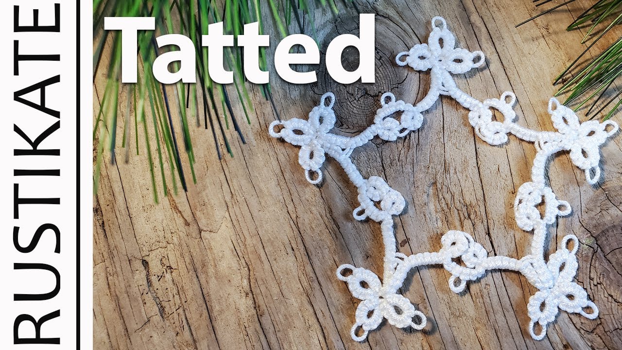 Needle tatting pattern garland sixth - FairyLace - tutorial for 5 snowflakes