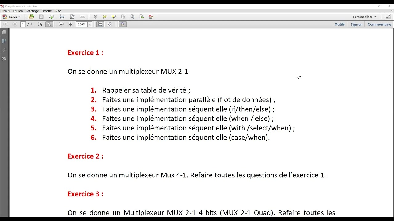 TDN 4: Multiplexeurs en VDHL 