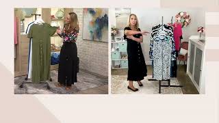 Susan Graver PURE Linen Blend Tiered Button-Front Midi Dress on QVC
