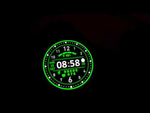 Digital, watch face, clock skin, for full android watch”Green”