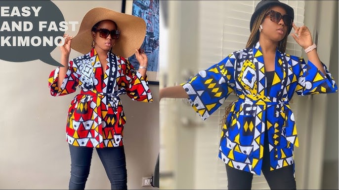 How to cut ankara kimono jacket with curved front slit, Detailed tutorial