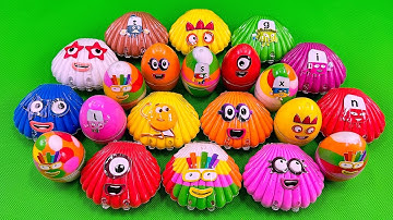 Rainbows Eggs 🌈 Cleaning Numberblocks Seashell with Rainbow SLIME Colorful! Satisfying, ASMR