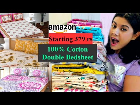 AMAZON 100% COTTON BEDSHEET HAUL starting 379 Rs😲 Budget Bedsheet