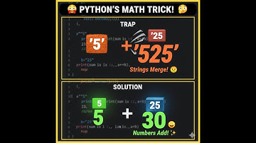 (Direct & Urgent):Python Math TRICK! 🤯 Is 5+25 really 525?#python #maths #strings