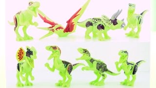 8 Jurassic World lego glow in the dark dinosaurs - Tyrannosaurus Indominus Rex Velociraptors screenshot 1