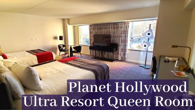 Room Tour! Paris Hotel in Las Vegas, Burgundy Double Queen Bed with Eiffel  Tower View 