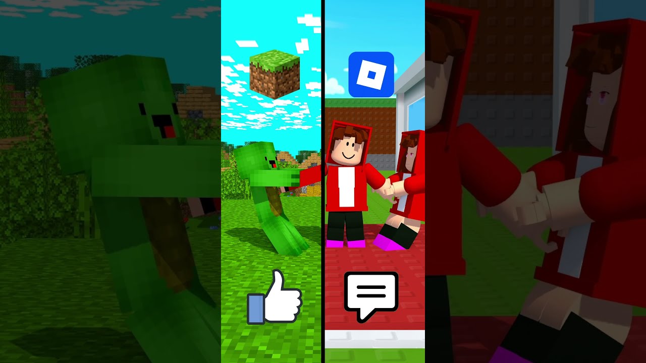 Roblox Sister vs. Minecraft Mikey: Who's Stronger? 😲😂 - MAIZEN Minecraft #shorts