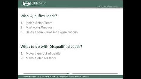 Lead Management in Infor CRM - Simplesoft Solutions Webinar