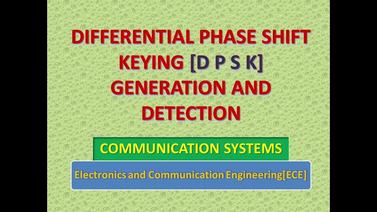 Differential phase shift keying (DPSK)- Generation and detection - YouTube
