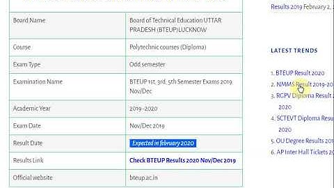 BTEUP Result 2019-2020 UP Diploma 1st 3rd 5th Sem Results 2019