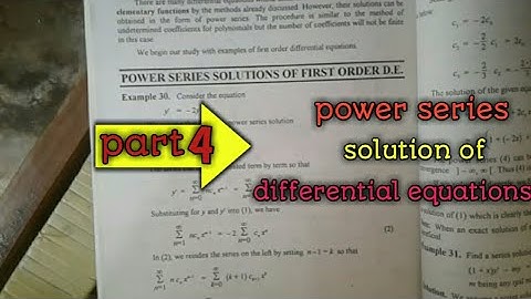 Power series solution of differential equations || Exercise 10.9 || part 4