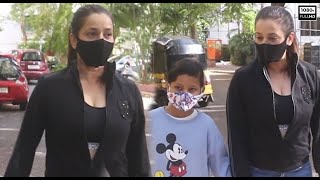 Bollywood Actress Neelam Kothari walk with her daughter Ahana Soni in Bandra