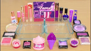 Hi! in this asmr makeup destruction video, i'm going to be mixing
eyeshadow into clear slime with pink and purple colored makeup. i'll
b...