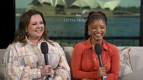 The Little Mermaid's Halle Bailey & Melissa McCarthy Talk Underwater Filming, Bloopers & Australia!