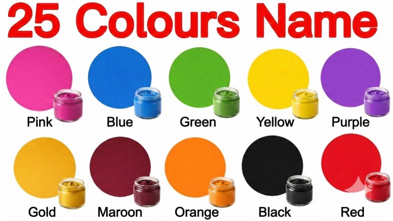 25 Colours Name English to Hindi | रंगों के नाम | Nursery LKG UKG Educational Video | Colours Name 