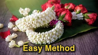 How to string Jasmine garland | Traditional Method | Flower veni making How to string Jasmine garland | Traditional Method | Flower veni making
