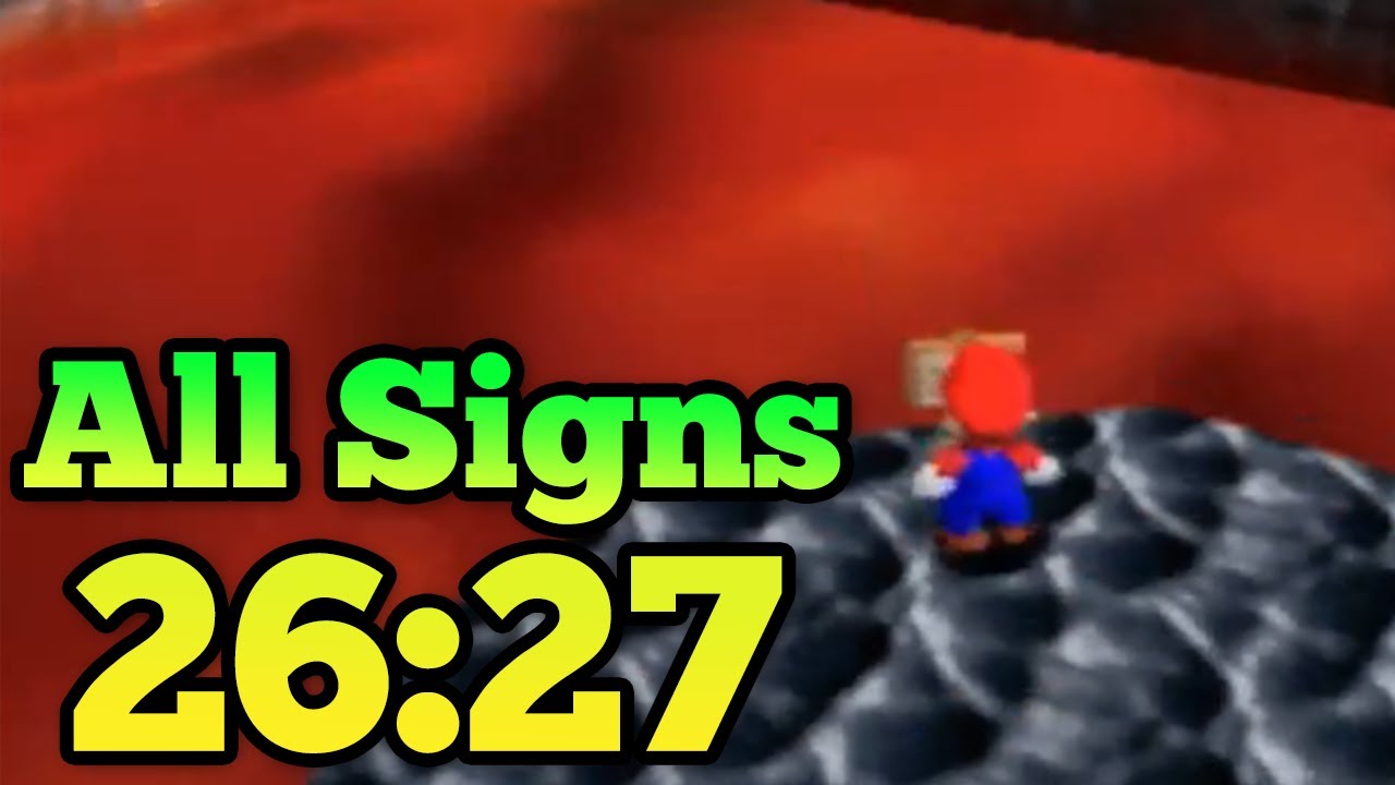 [WORLD RECORD] Super Mario 64 All Signs Speedrun in 26:27