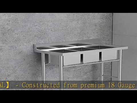Bonnlo Commercial Stainless Steel Commercial Kitchen Prep & Utility Sink