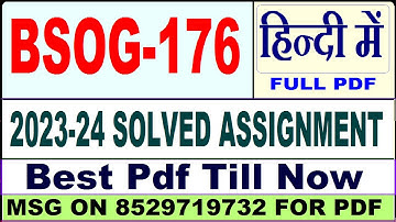 bsog 176 solved assignment 2023-24 || bsog 176 solved assignment 2024 in Hindi || bsog 176 in Hindi