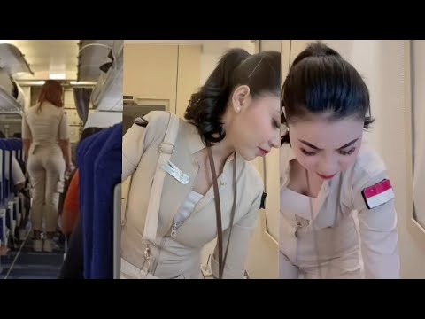 Beautiful flight attendant for an Indonesian airline on a superairjet plane 25