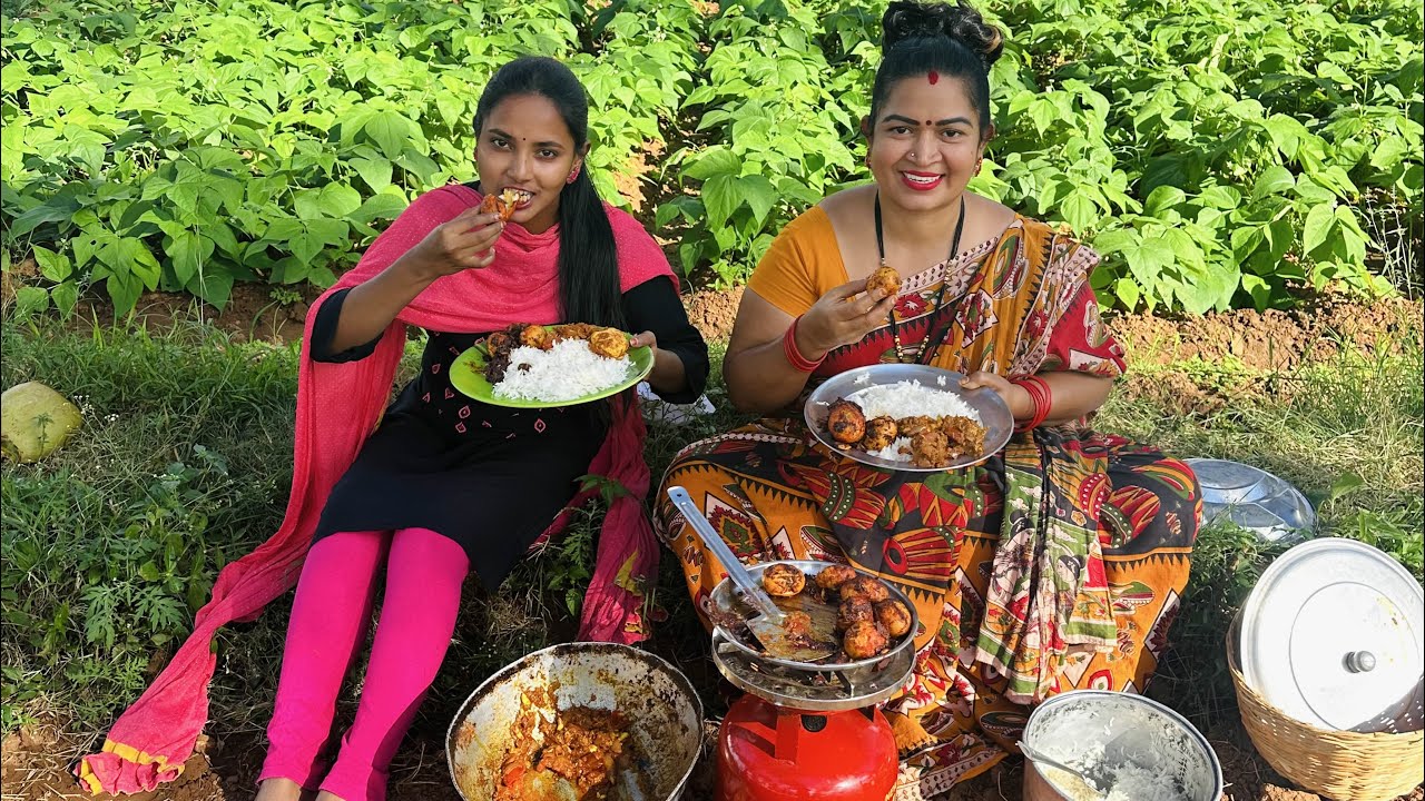 Village style eggs fry & egg tomato curry