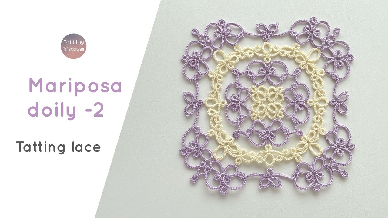 Mariposa doily2, 나비 도일리 2편/ Tatting lace doily, 태팅레이스 무료도안 수밍 YouTube