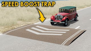Cars vs Dash Plat Speed Boost Trap 3 - BeamNG.drive | BeamNG High Speed screenshot 2