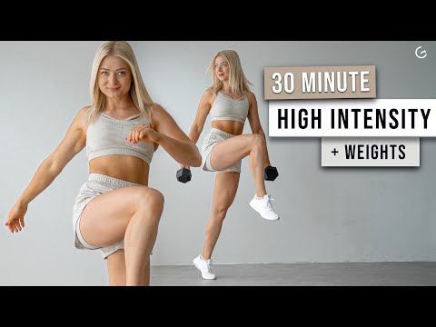 30 MIN SUPER SWEATY HIIT Workout With Dumbbells - Full Body, Follow Along, No Repeat