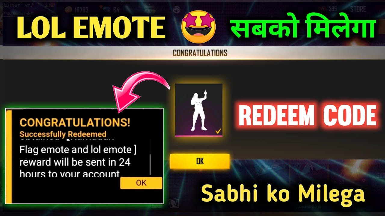 Lol Emote Redeem Code| Free Fire Lol Emote Code| New Redeem Code Free Fire| Ff Redeem Code