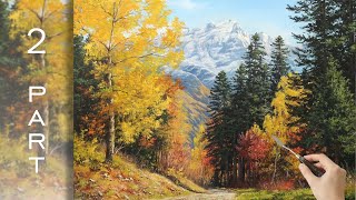 Acrylic Landscape Painting &quot;Autumn Inspiration&quot; Part 2 /Картина &quot;Осеннее вдохновение&quot; Часть 2