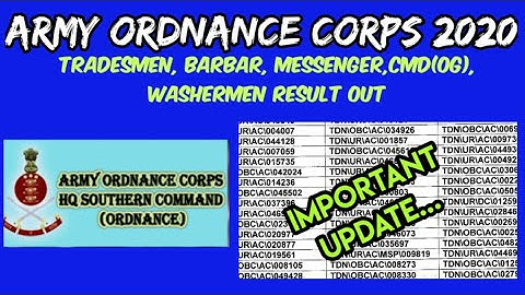Army Ordnance Corps Tradesmen Result 2020| AOC Result 2020| Army Ordnance Corps Result 2020